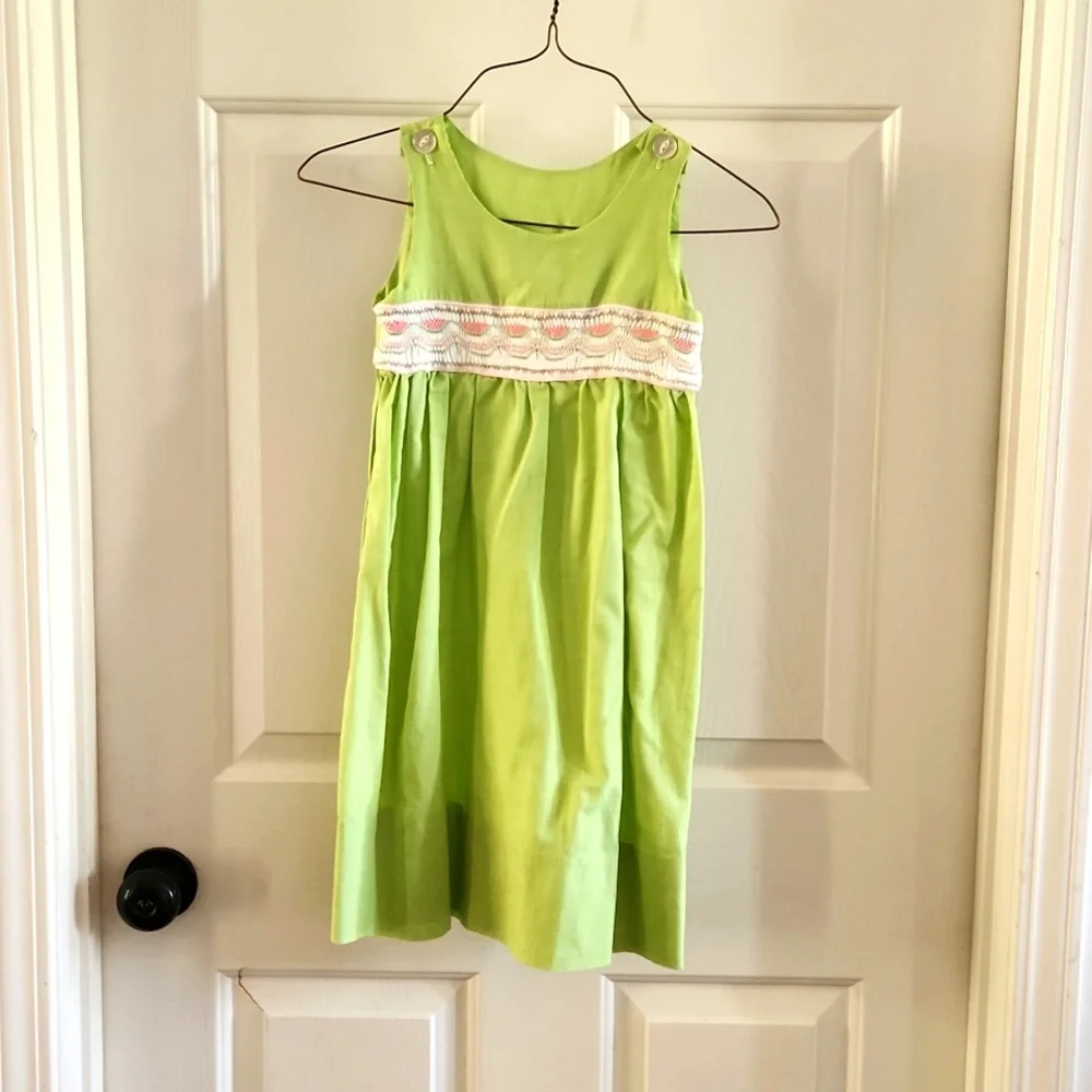 Handmade Smocked Green Watermelon Dress ~5 Years